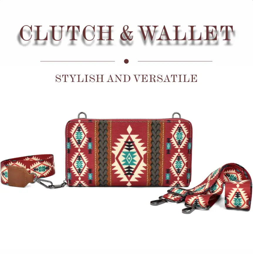 Fendiz Bohemian Style Retro Zipper Canvas Clutch for Women Purse Crossbody Waterproof Wallet