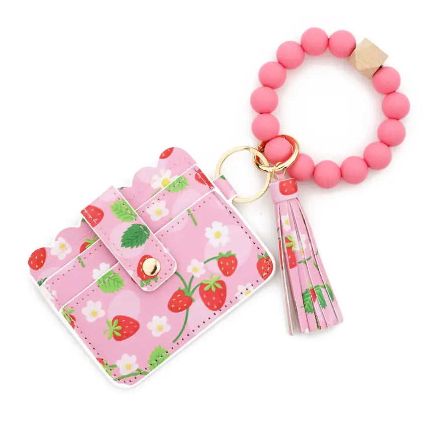 Fendiz Silicone Bracelet Wristlet Wallet Credit Card Holder RFID,ID Window,Key Ring Tassel,Slim Wallet Women Keychain Purse