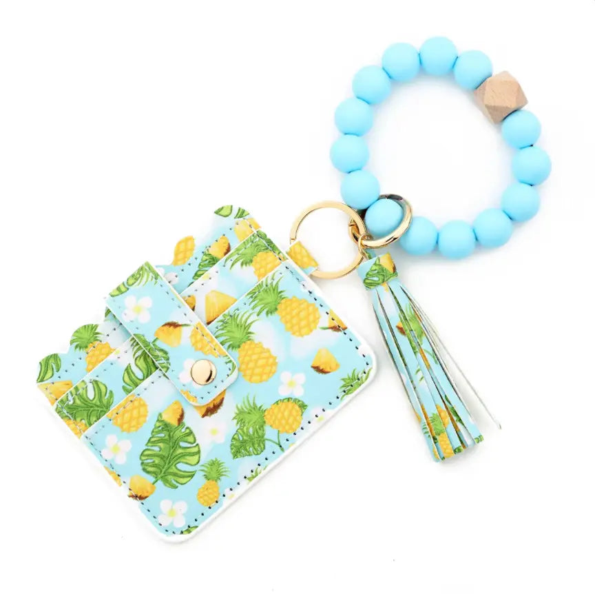 Fendiz Silicone Bracelet Wristlet Wallet Credit Card Holder RFID,ID Window,Key Ring Tassel,Slim Wallet Women Keychain Purse