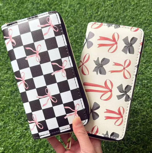 New PU Bow Ribbon Credit Card Purse Custom Bowknot Unisex Wallet