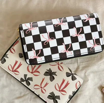 New PU Bow Ribbon Credit Card Purse Custom Bowknot Unisex Wallet