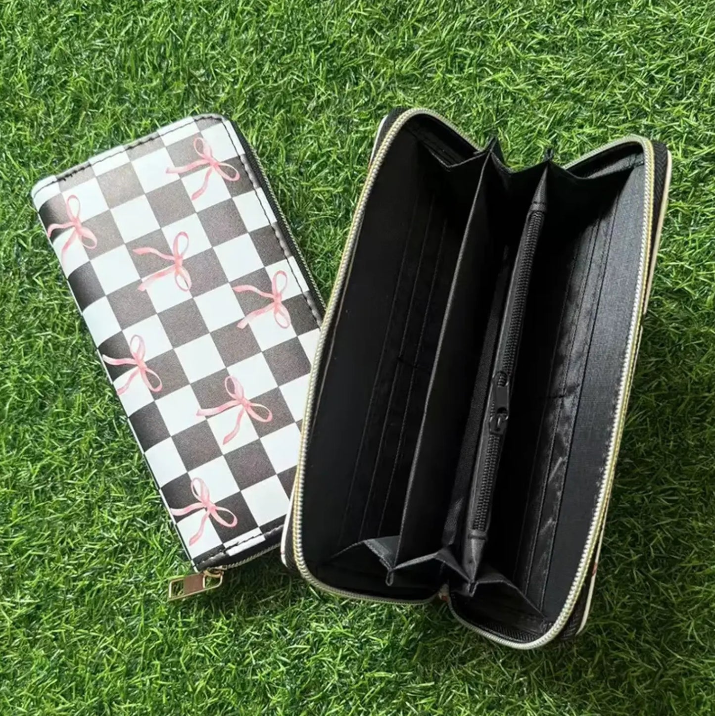 New PU Bow Ribbon Credit Card Purse Custom Bowknot Unisex Wallet