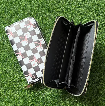 New PU Bow Ribbon Credit Card Purse Custom Bowknot Unisex Wallet