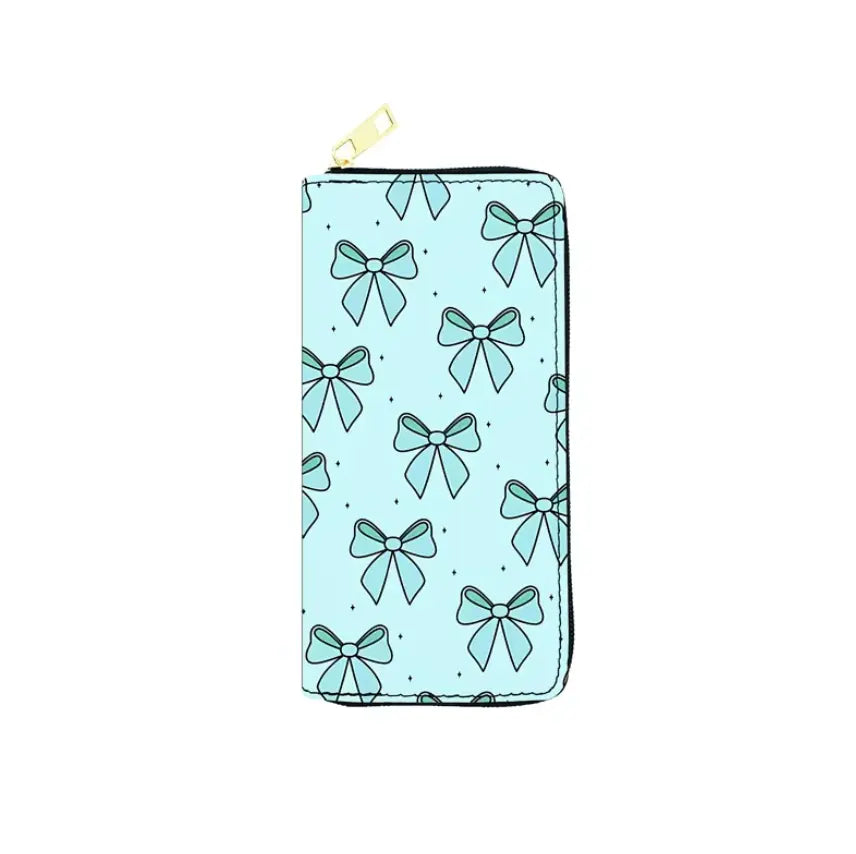 New PU Bow Ribbon Credit Card Purse Custom Bowknot Unisex Wallet