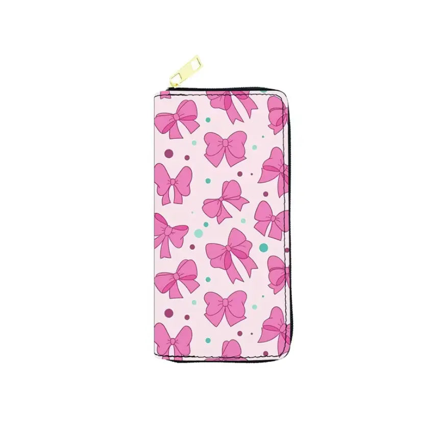 New PU Bow Ribbon Credit Card Purse Custom Bowknot Unisex Wallet