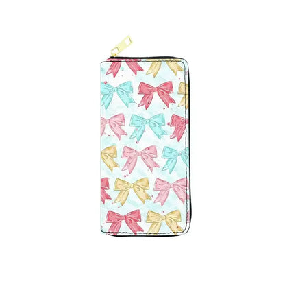 New PU Bow Ribbon Credit Card Purse Custom Bowknot Unisex Wallet
