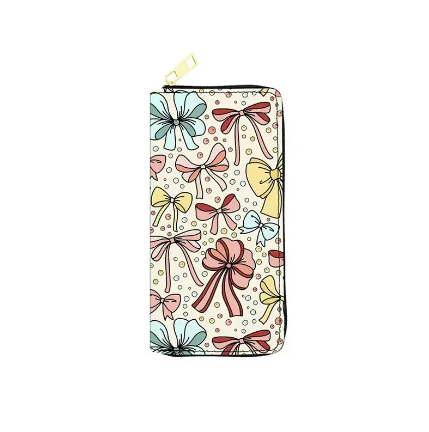 New PU Bow Ribbon Credit Card Purse Custom Bowknot Unisex Wallet