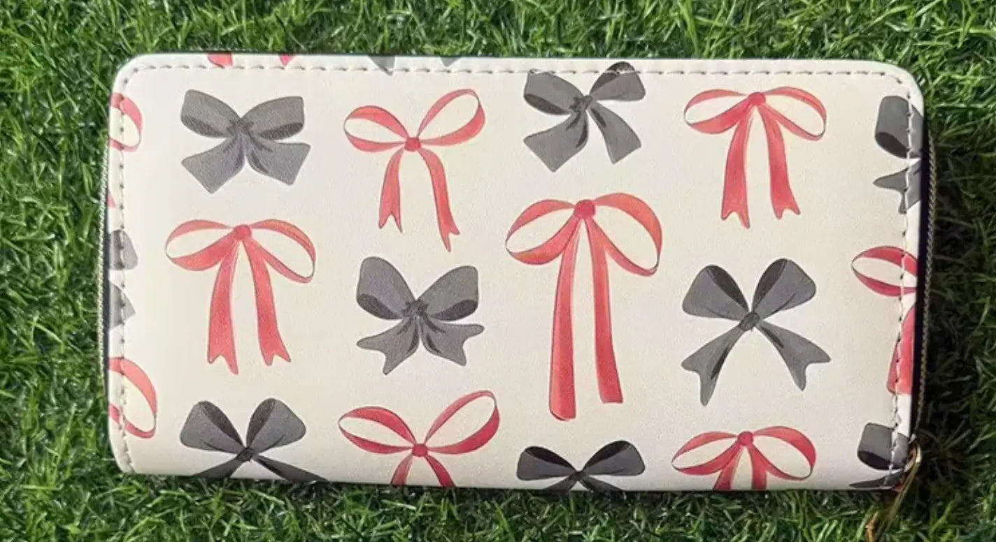 New PU Bow Ribbon Credit Card Purse Custom Bowknot Unisex Wallet