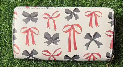 New PU Bow Ribbon Credit Card Purse Custom Bowknot Unisex Wallet