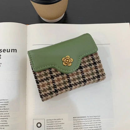 New Short Woven Wallet Ladies Card and Cash Holder Wallets Zipper Coin Purse Money Clip