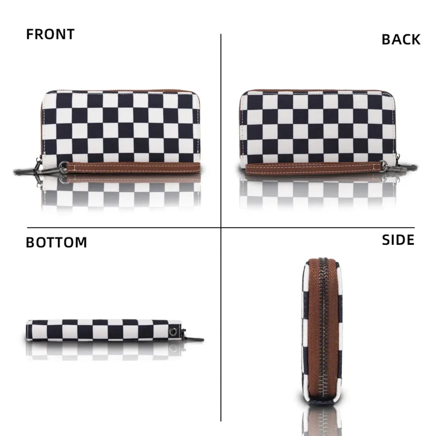 New Checkered Wallets for Women Cute Large Capacity Plaid Purse One Zippers Credit Card Holder