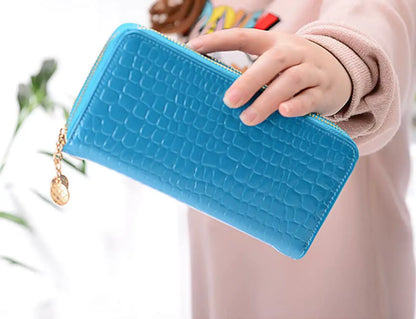New Designer Ladies PU Leather Wallet – Custom Crocodile Pattern Card Holder & Nylon Wallet