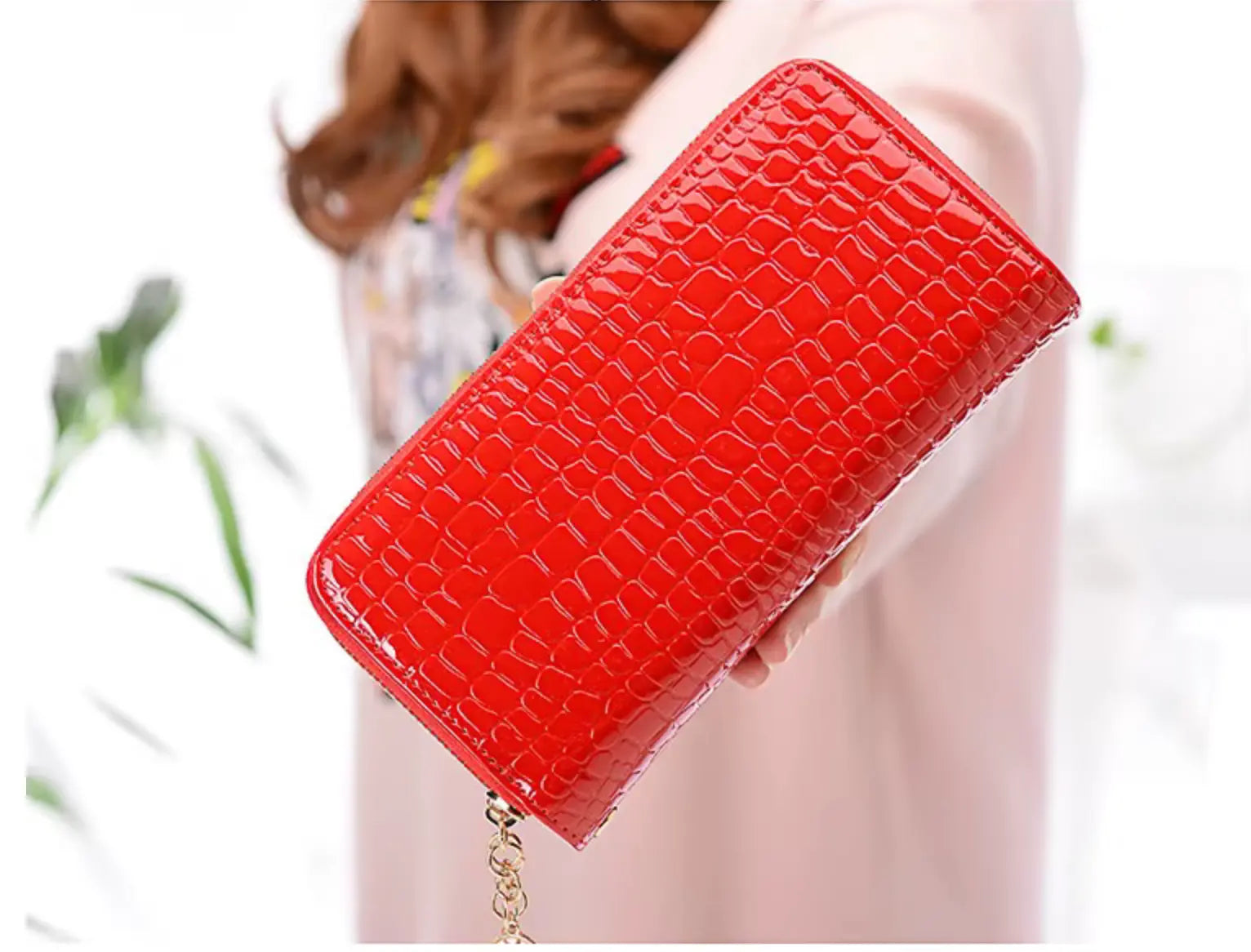 New Designer Ladies PU Leather Wallet – Custom Crocodile Pattern Card Holder & Nylon Wallet