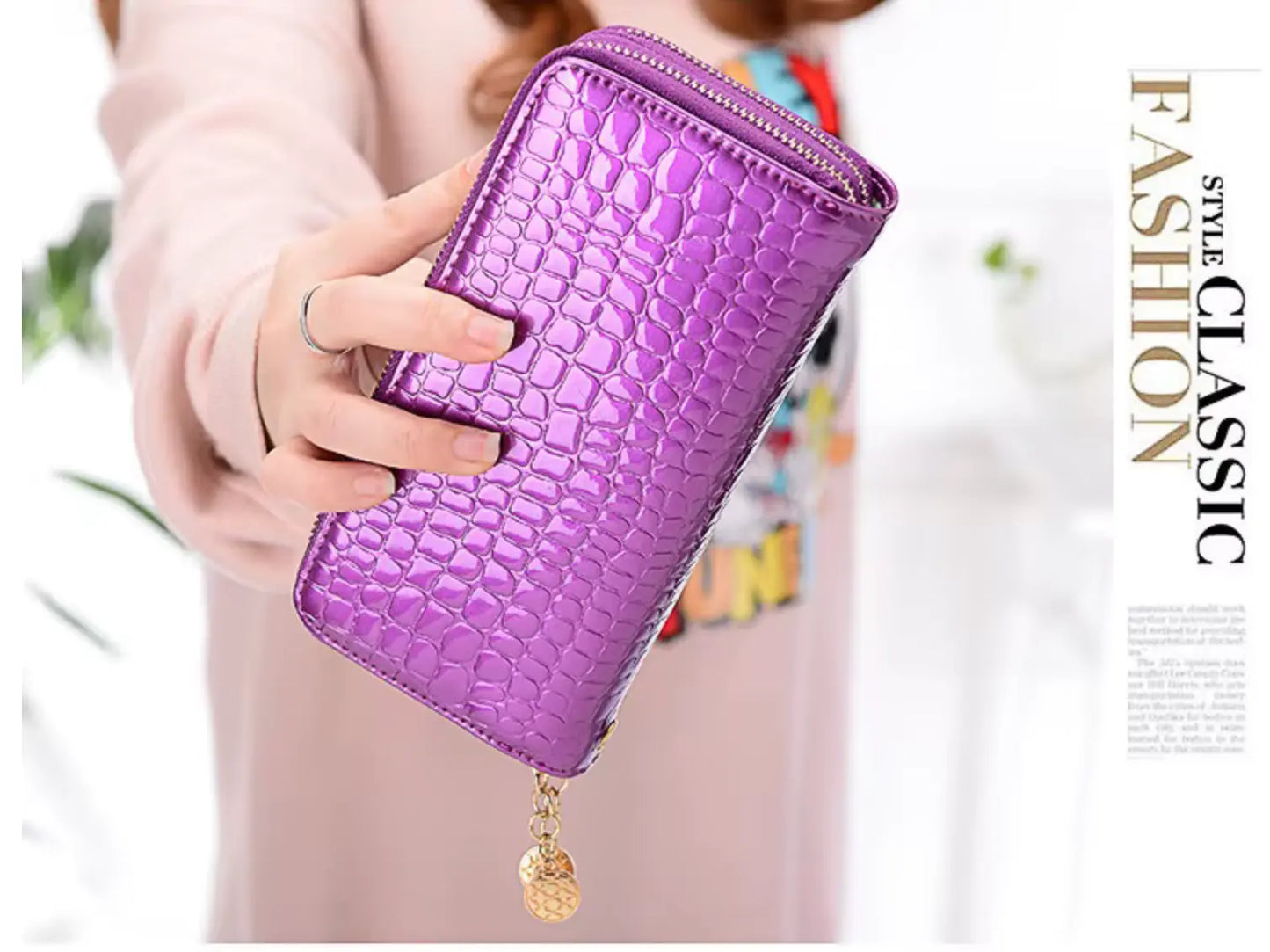 New Designer Ladies PU Leather Wallet – Custom Crocodile Pattern Card Holder & Nylon Wallet