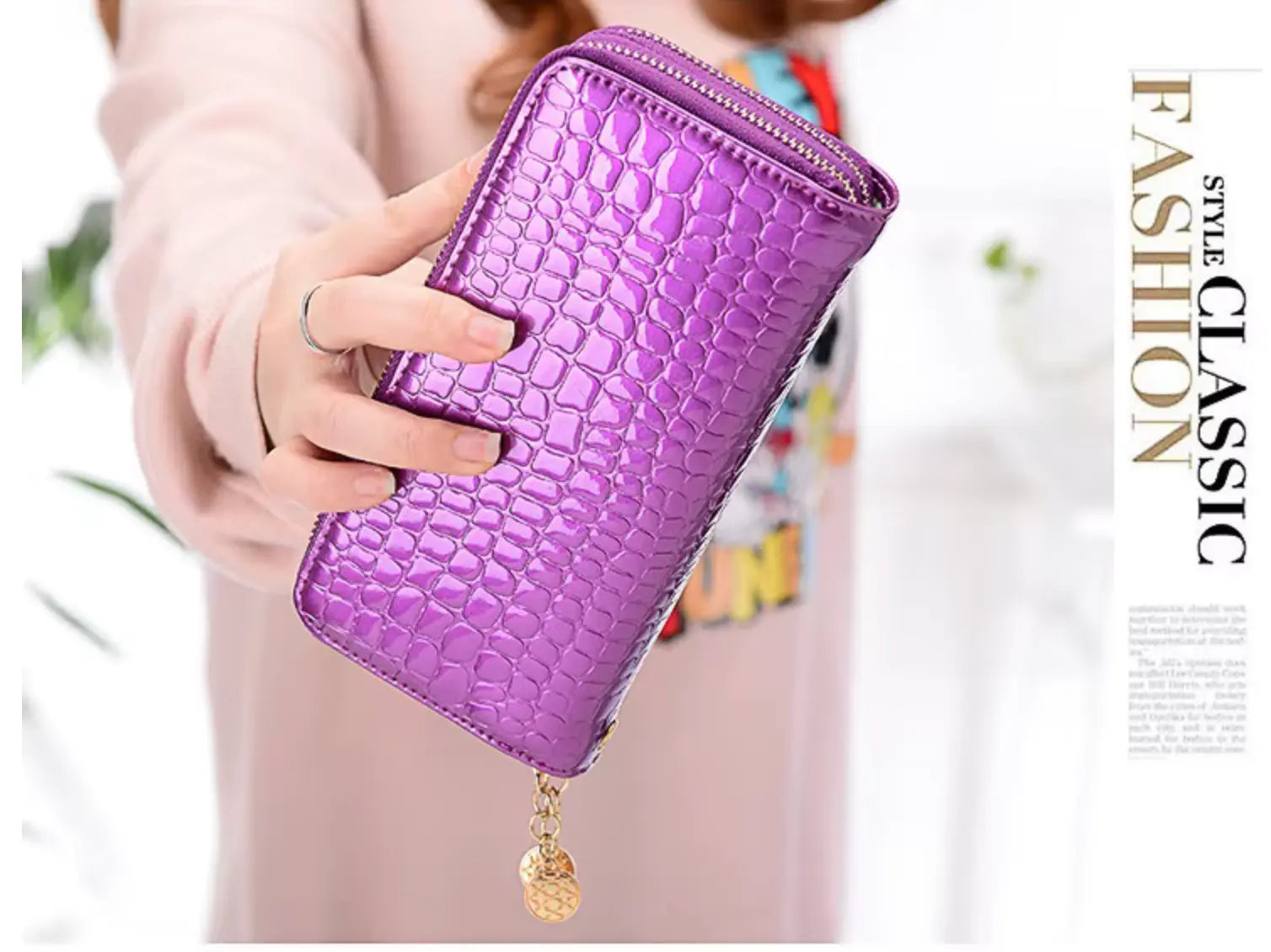 New Designer Ladies PU Leather Wallet – Custom Crocodile Pattern Card Holder & Nylon Wallet