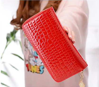 New Designer Ladies PU Leather Wallet – Custom Crocodile Pattern Card Holder & Nylon Wallet