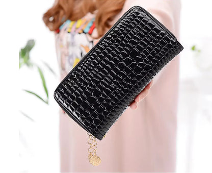 New Designer Ladies PU Leather Wallet – Custom Crocodile Pattern Card Holder & Nylon Wallet