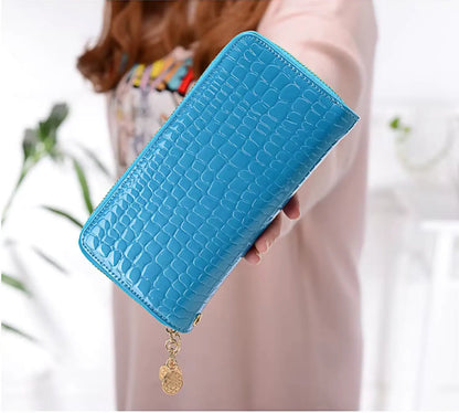 New Designer Ladies PU Leather Wallet – Custom Crocodile Pattern Card Holder & Nylon Wallet