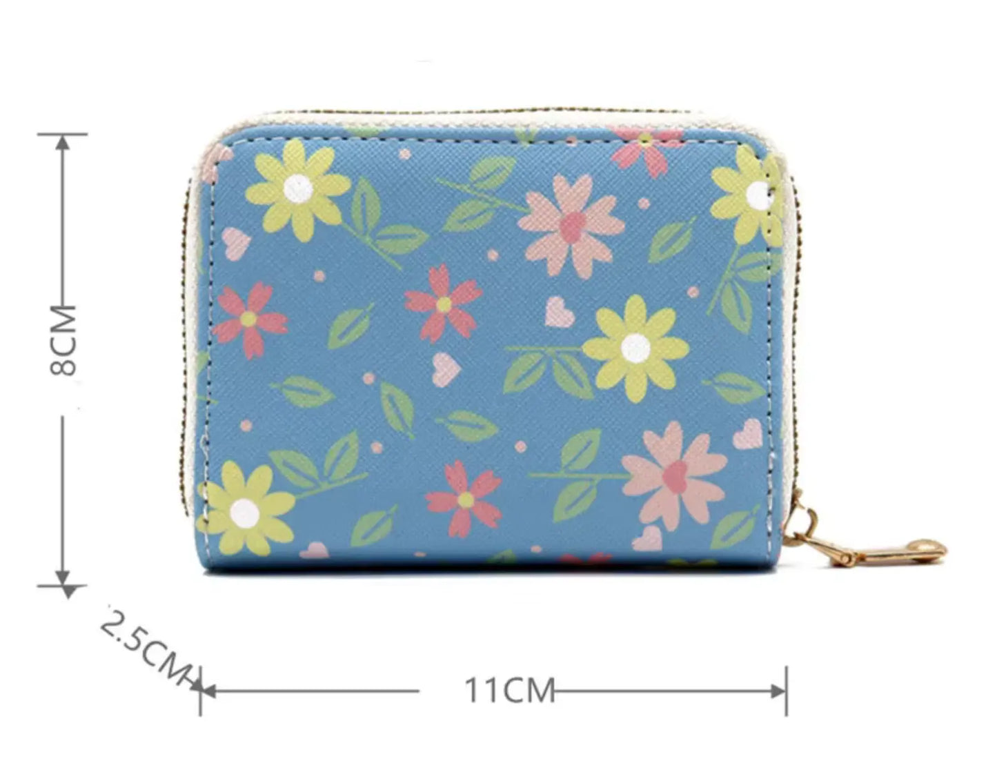 Fendiz Credit Card Holder Wallet for Women Cute Leather Wallets Purse Aesthetic Print Flower Floral Modern Design Rfid Zipper Around
