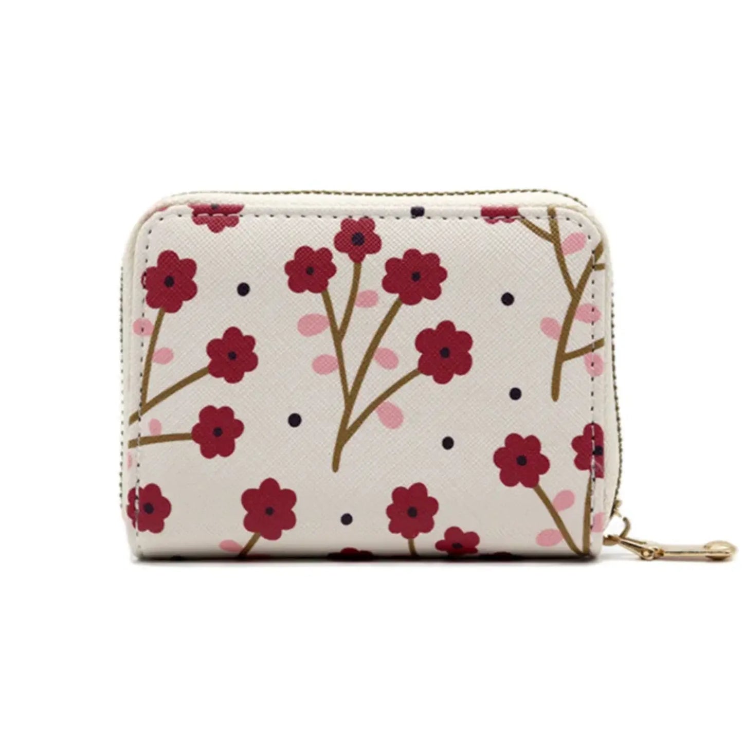 Fendiz Credit Card Holder Wallet for Women Cute Leather Wallets Purse Aesthetic Print Flower Floral Modern Design Rfid Zipper Around