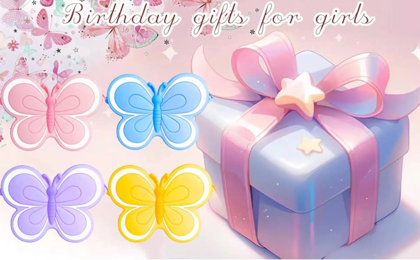 Mini Butterfly Kawaii Girl small purseSilicone Round Coin Wallet Pouch Purse With Zipper