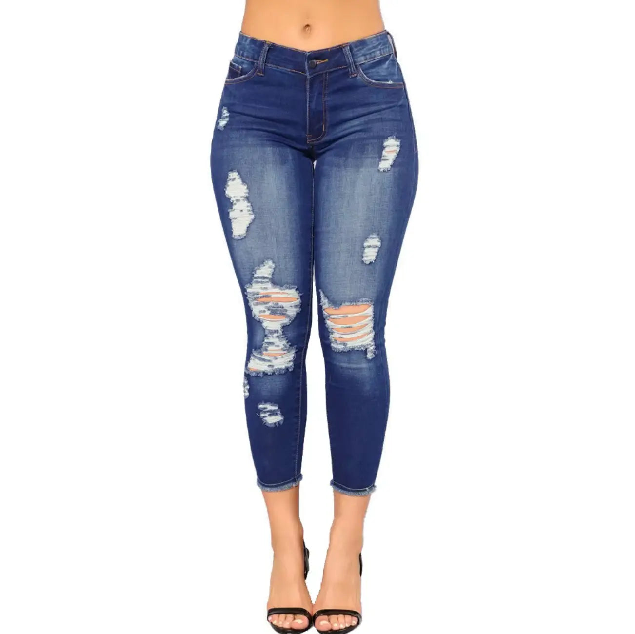 New Fendiz Women Skinny Ripped Jeans Stretch Distressed Destroyed Denim Pants