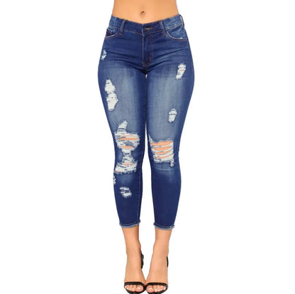 New Fendiz Women Skinny Ripped Jeans Stretch Distressed Destroyed Denim Pants