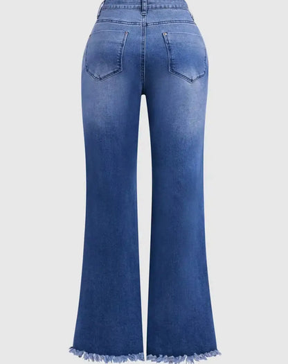 Fendiz Bell Bottom Jeans for Women Flared Floral Embroidered Jean Wide Leg Denim Pants